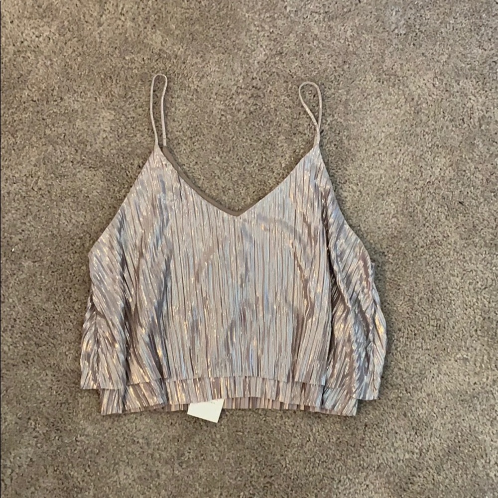 light pink metallic top